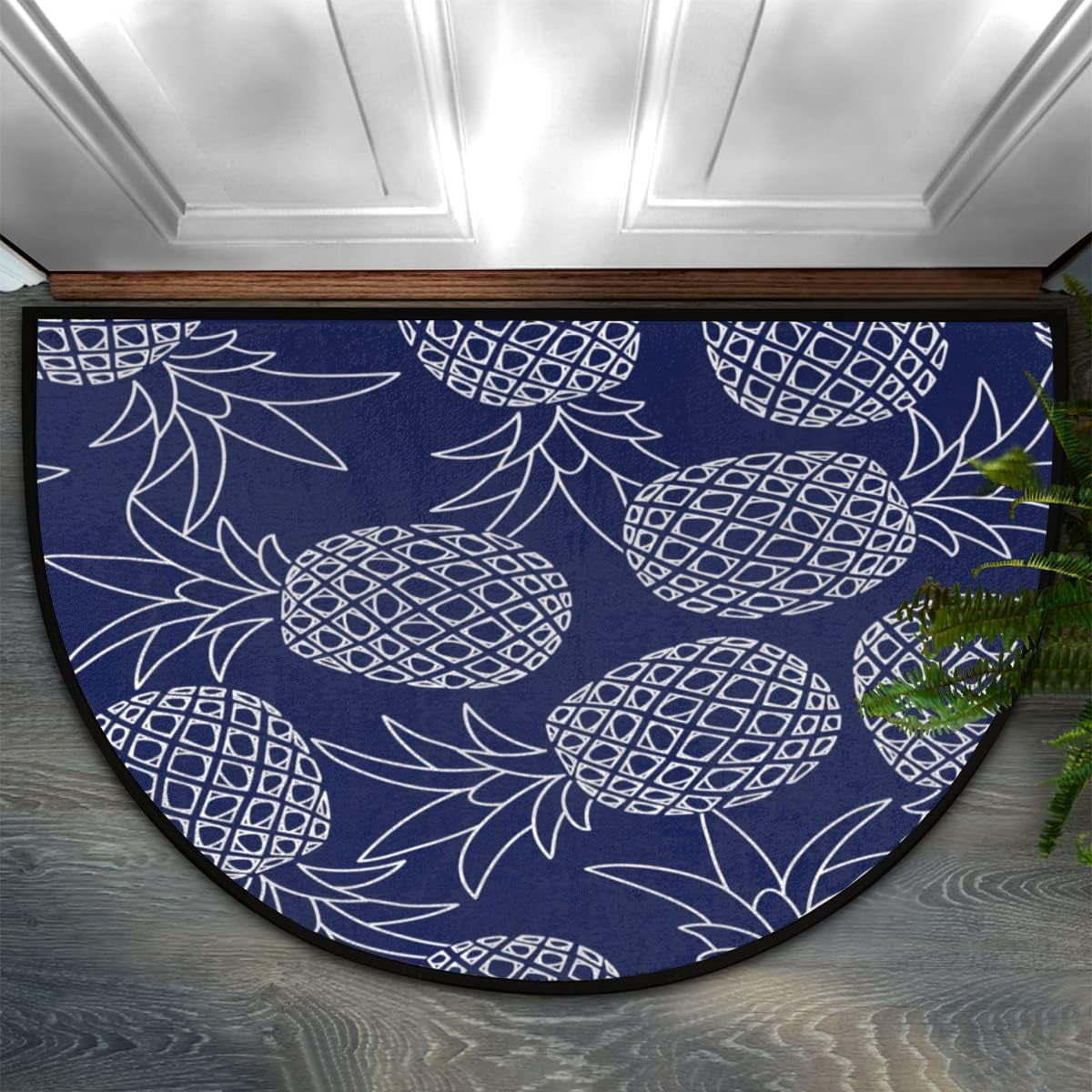 18X30 Inch Half Round Doormat Fruit Pineapple Indoor Mat AntiSkid Semi Circle Doormat Entrance