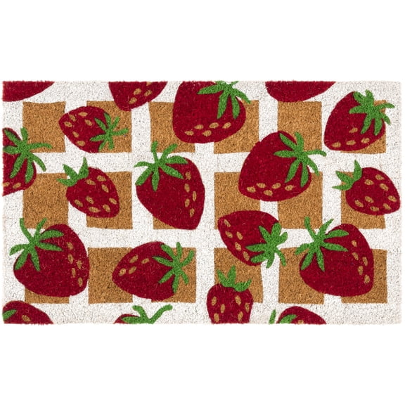 Mainstays Strawberry Grid Coir Doormat, 18"x30"