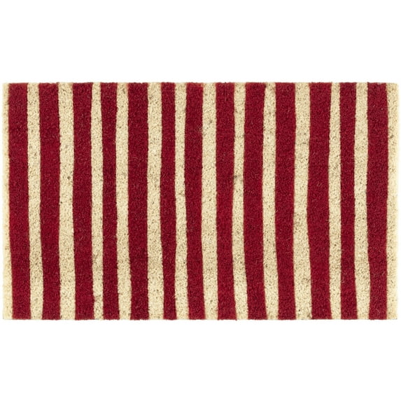 Mainstays Red Summer Stripes Coir Outdoor Doormat, 18"x30"