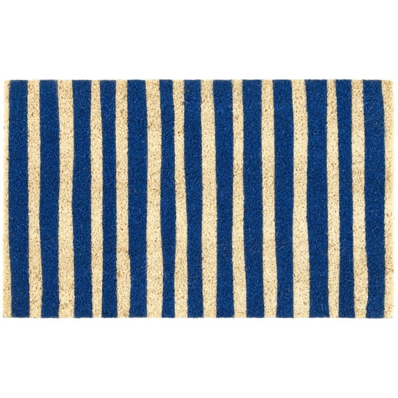 Mainstays Blue Summer Stripes Coir Outdoor Doormat, 18"x30"