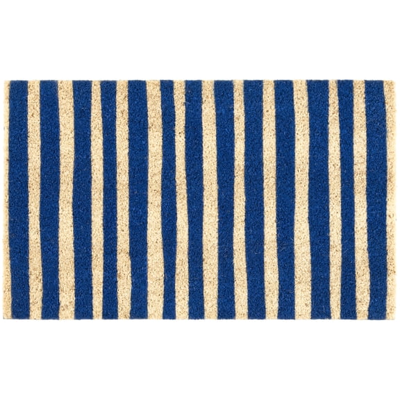 Mainstays Blue Summer Stripes Coir Outdoor Doormat, 18"x30"