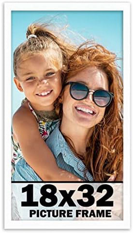 18X32 Frame White Solid Wood Picture Frame Includes UV Shatter Guard