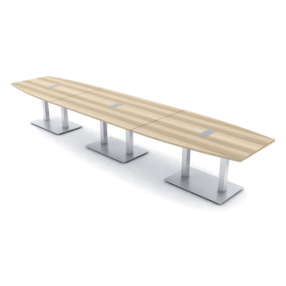 18X4 Modular Boardroom Table Boat Shaped with Metal Bases Power Units