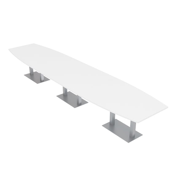 18X4 Modular Boardroom Table Boat Shaped with Metal Bases Power Units