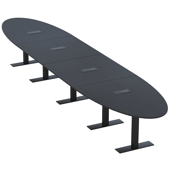 18X4 Modular Conference Table Oval Shape Metal Bases Electrical Units