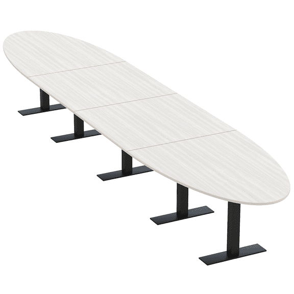 18X4 Modular Conference Table Oval Shape Metal Bases Electrical Units
