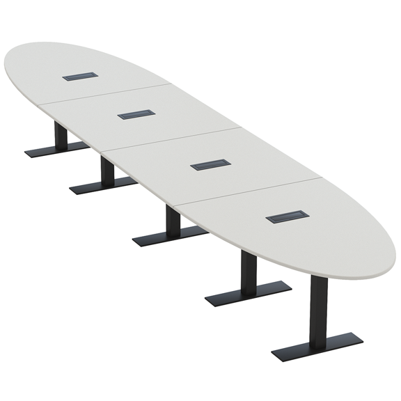 18X4 Modular Conference Table Oval Shape Metal Bases Electrical Units