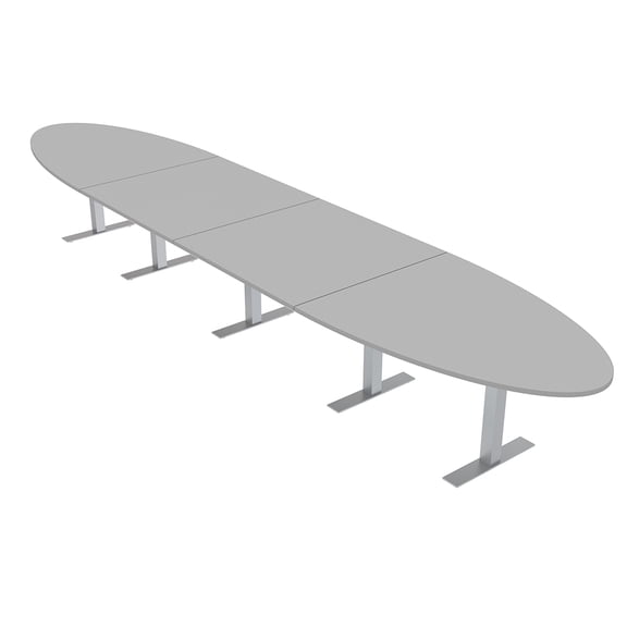 18 Person Modular Oval Conference Table With Metal T Bases Power Units