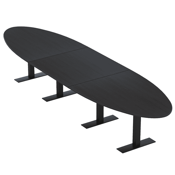 18X4 Modular Conference Table Oval Shape Metal Bases Electrical Units