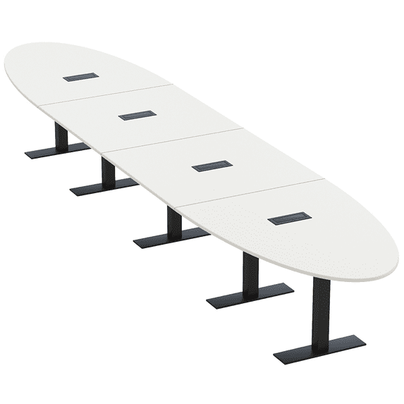 18X4 Modular Conference Table Oval Shape Metal Bases Electrical Units
