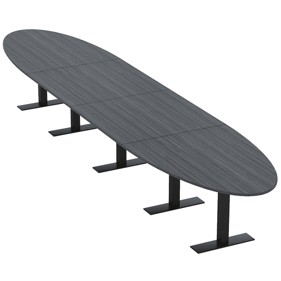 18 Person Modular Oval Conference Table With Metal T Bases Power Units