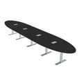 thumbnail image 1 of 18X4 Modular Conference Table Oval Shape Metal Bases Electrical Units, 1 of 7