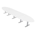 thumbnail image 1 of 18 Person Modular Oval Conference Table With Metal T Bases Power Units, 1 of 5