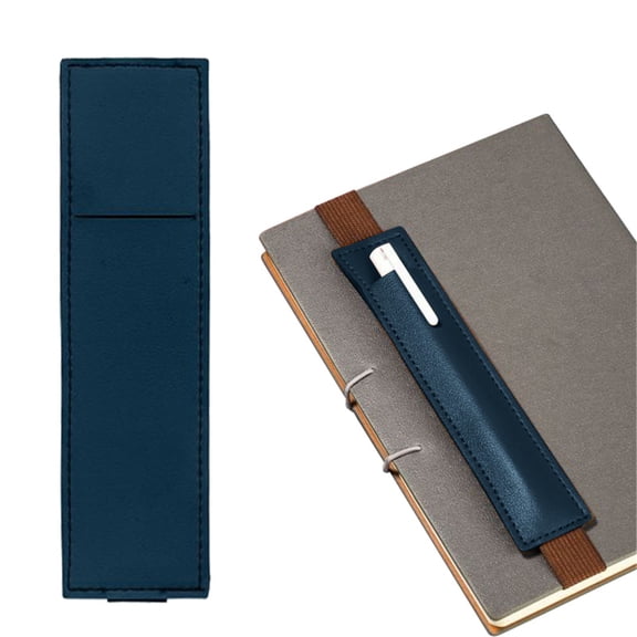 18cm Beige PU Leather Pen Holder, Elastic Nylon Pen Sleeve, Holds 1-2 Pens/Pencils, Detachable Pen Loop for Notebook Planner Tablet, Dual-use Portable Bookmark for Travel & Meetings