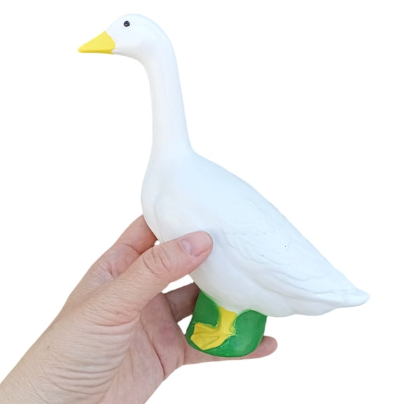 18cm White Goose Resin Statue Waterproof UV-Resistant Smooth Dust-Resistant Surface Indoor Outdoor Garden Pond Desk Decor Accent