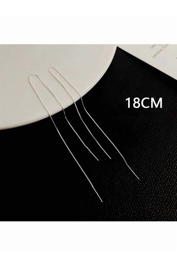 18cm Long Chain Dangle Ear Cuff Earrings Silvertone For Women