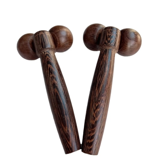 18cm V-Shaped Wooden Massager - Wenge Double Ball Roller, 360 Rotation 70 Golden Angle for Face/Body