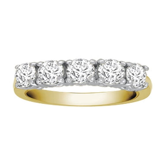 18ct 2 Colour Gold Jewelco London 1.25ct Diamond 5 Stone Pentalogy Eternity Ring
