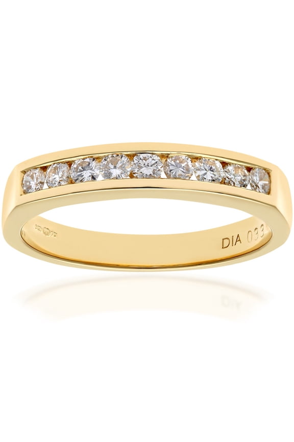 18ct Gold Jewelco London 1/3ct Diamond 9 Stone Channel Set Eternity Ring 2.5mm