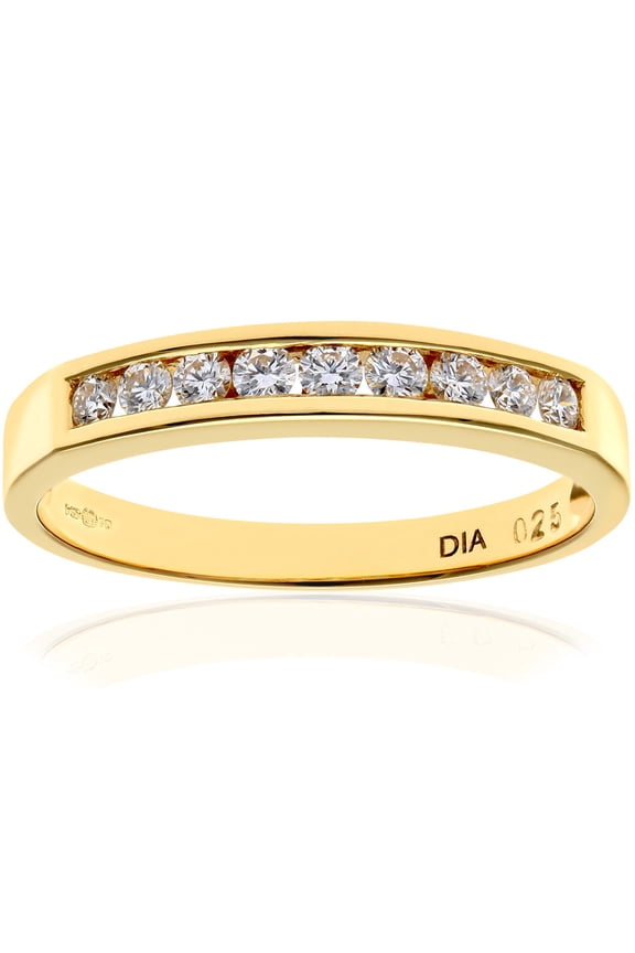 18ct Gold Jewelco London 1/4ct Diamond 9 Stone Channel Set Eternity Ring 2.5mm