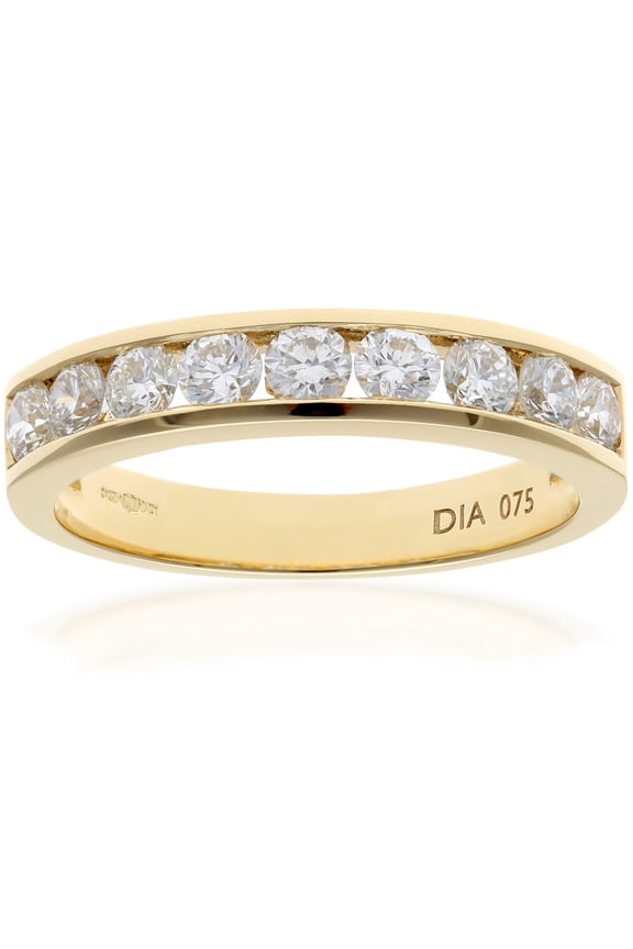 18ct Gold Jewelco London 3/4ct Diamond 9 Stone Channel Set Eternity Ring 3mm