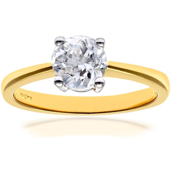 18ct Gold Jewelco London Round 1ct Diamond 4 Claw Solitaire Engagement Ring