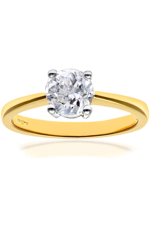 18ct Gold Jewelco London Round 1ct Diamond 4 Claw Solitaire Engagement Ring