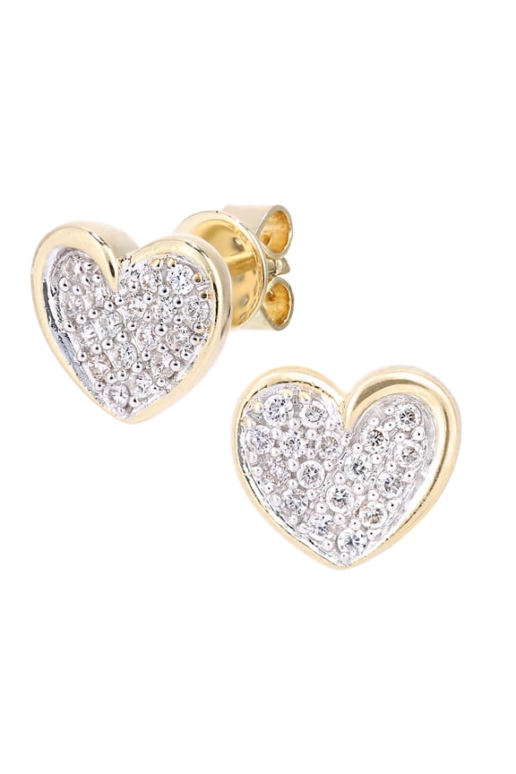 18ct Gold Jewelco London Round 20pts Diamond Heart Stud Earrings