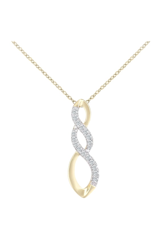 18ct Gold Jewelco London Round 8pts Diamond Infinity Pendant Necklace 18 inch