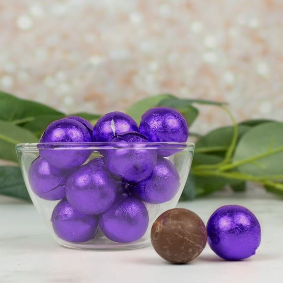 18ct Purple Foiled Bulk Candy Milk Chocolate Balls For Favors, Candy Bowls & Dessert Tables (8oz Bag)