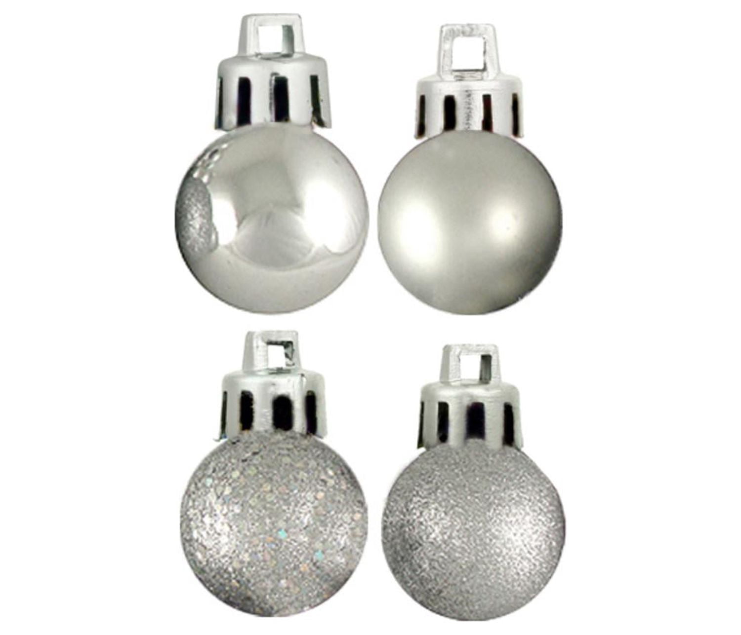 18ct Silver Splendor Shatterproof 4-Finish Christmas Ball Ornaments 1.25" (30mm)