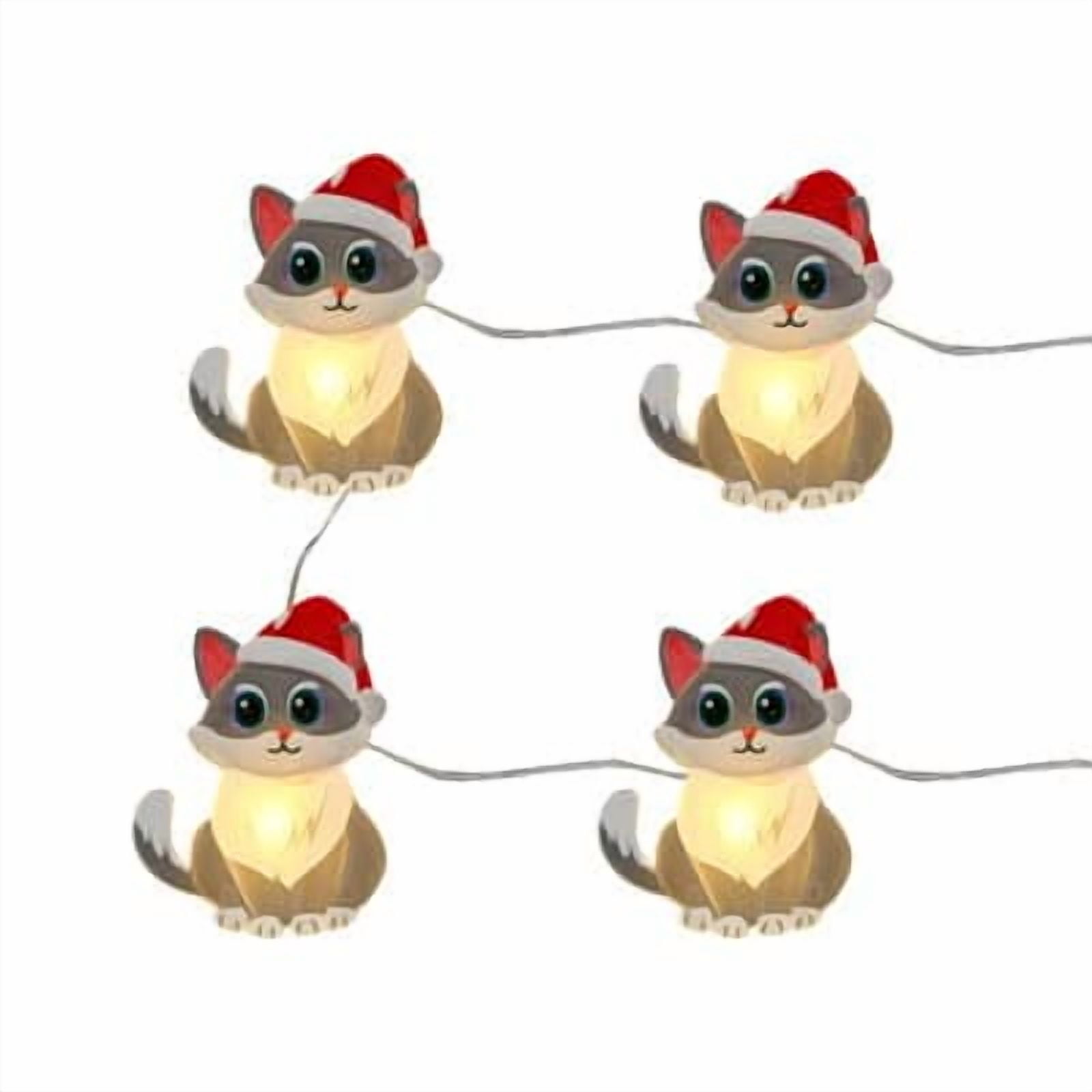 18ct. Warm White LED Gray Cat String Lights on Silver Wire by Ashland - Holiday and Christmas Home Decor