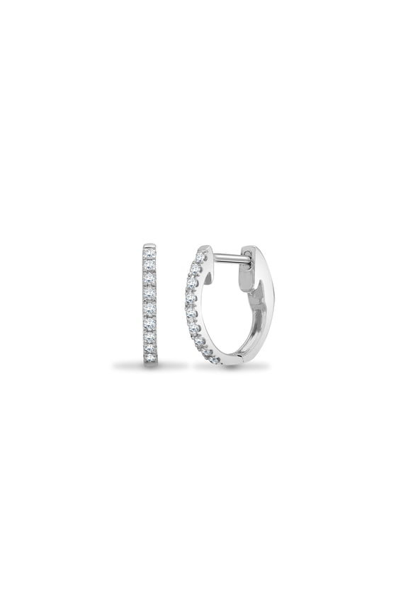18ct White Gold Jewelco London 0.14ct Diamond Eternity Huggie Hoop Earrings 14mm