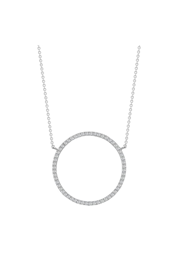 18ct White Gold Jewelco London 0.43ct Diamond Halo Hoop Eternity Necklace