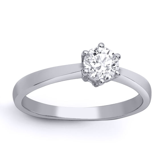 18ct White Gold Jewelco London 0.5ct Diamond Solitaire Engagement Ring 6mm