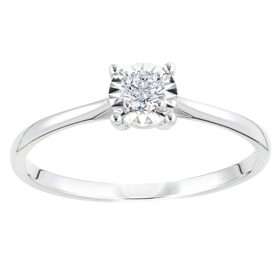 18ct White Gold Jewelco London 15pts Diamond Illusion Solitaire Engagement Ring