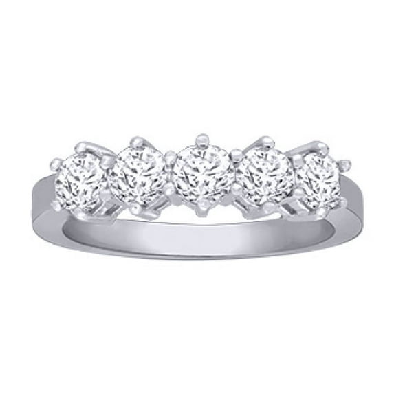 18ct White Gold Jewelco London 1ct Diamond 5 Stone Eternity Ring 5mm