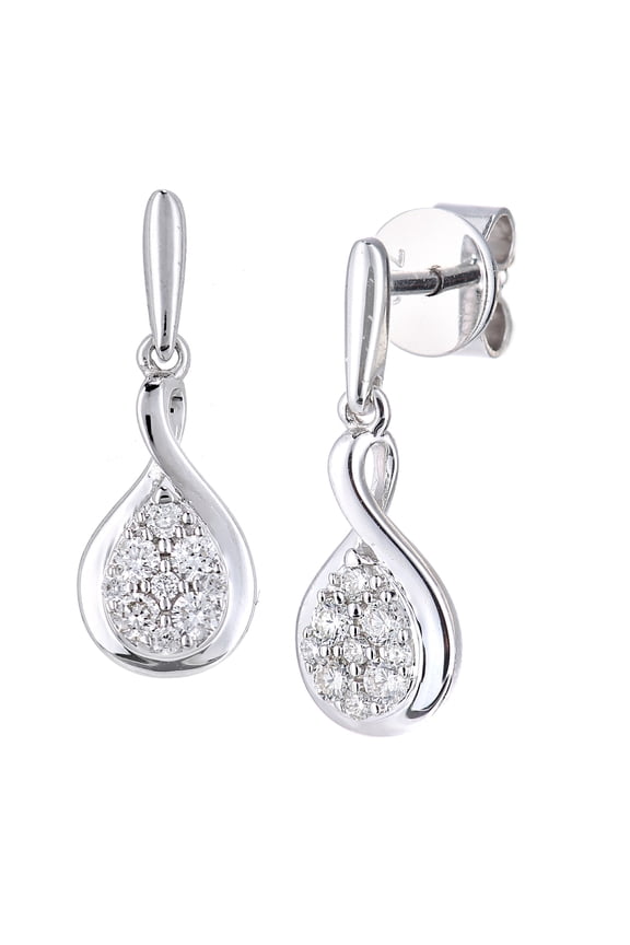 18ct White Gold Jewelco London 20pts Diamond Pave Tears of Joy Drop Earrings