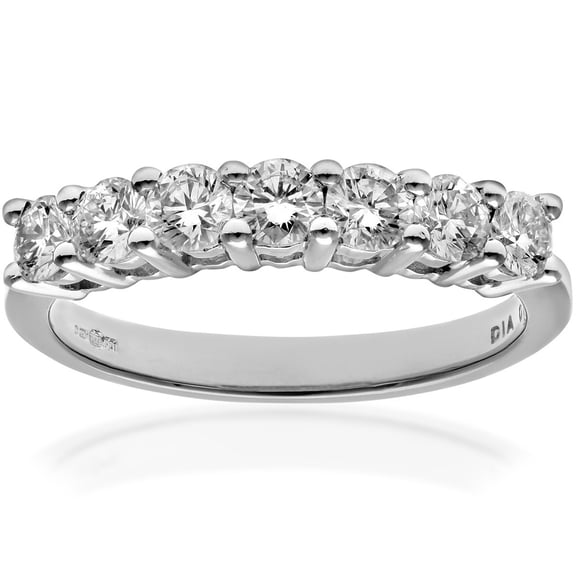 18ct White Gold Jewelco London 3/4ct Diamond 7 Stone Claw Eternity Ring 2.5mm
