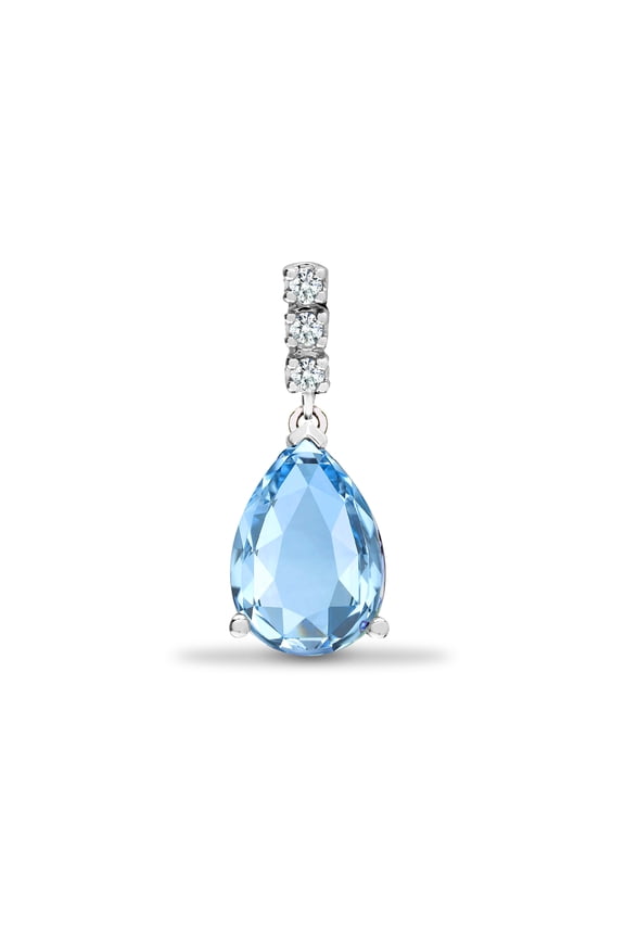 18ct White Gold Jewelco London Diamond Blue Topaz Tears of Joy Drop Pendant
