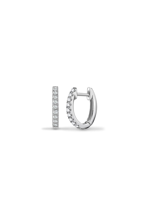 18ct White Gold Jewelco London Diamond Eternity style Huggie Hoop Earrings 10mm