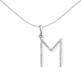 thumbnail image 1 of 18ct White Gold Jewelco London Diamond Initial Charm Pendant Letter M 11x20mm, 1 of 4