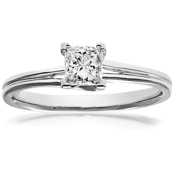 18ct White Gold Jewelco London Princess 1/2ct Diamond L-Shape Solitaire Ring