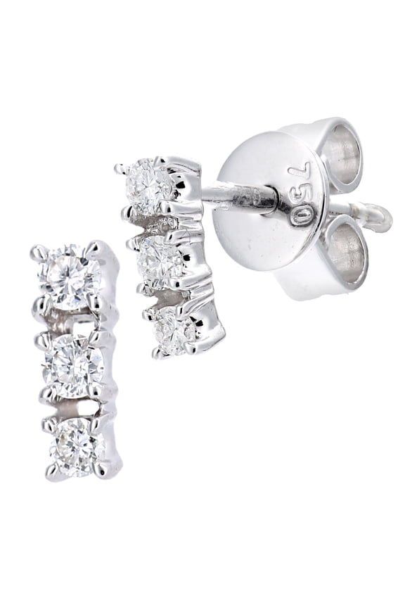 18ct White Gold Jewelco London Round 13pts Diamond Trilogy Stud Earrings
