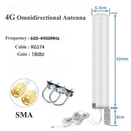 4G LTE Omnidirectional Outdoor Antenna 6004900MHz with SMA Connector