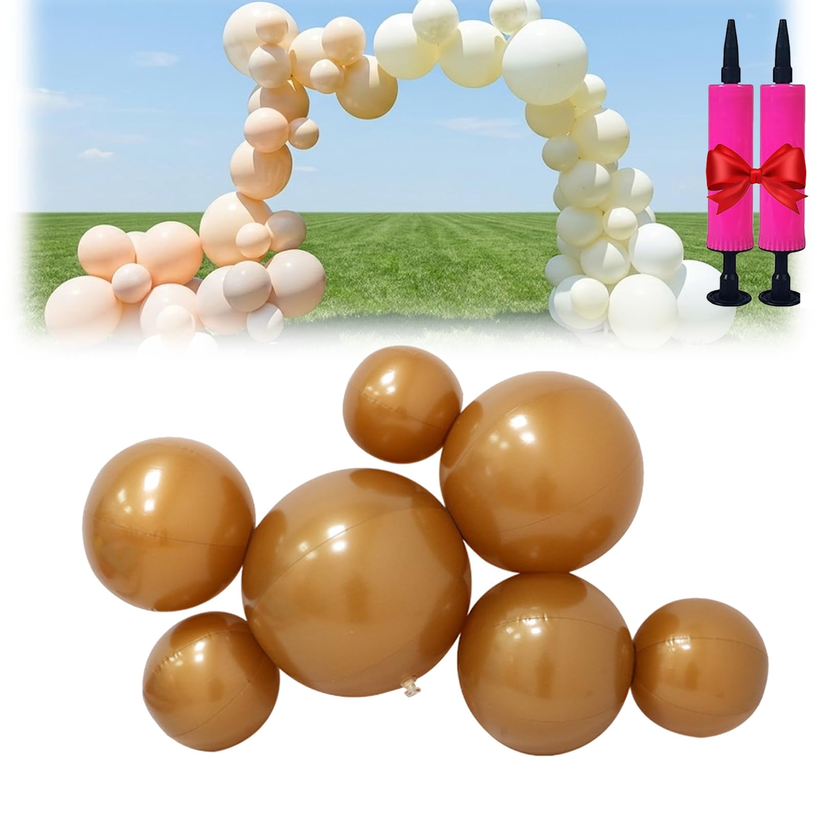 18ft 3/7 Pcs Reusable Inflatable Balloon Garland Arch Kit, Linked Pvc Balloons with Elastic Bands, Quick & Easy to Inflate and Set up for Weddings & Party