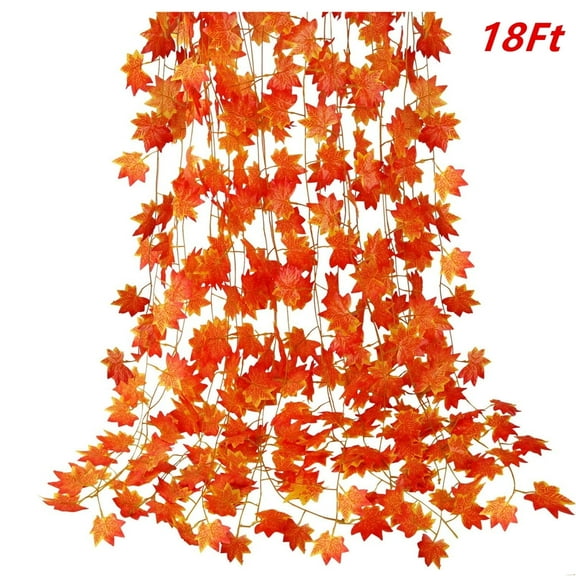 18ft Fall Garland Maple Leaf Foliage Mantle Vine Door Wall Decor Autumn (1 x 8ft & 1 x 10ft)