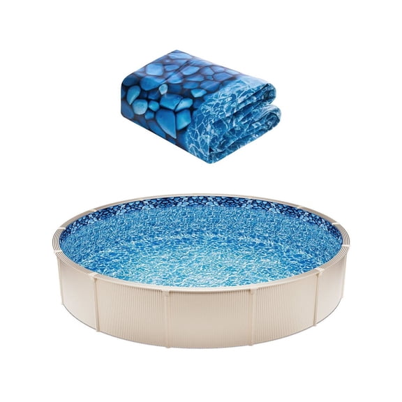 18ft Above Ground Pool Liner, Round Overlap Liner - 48-54 Inch Wall Height, Standard Gauge Vinyl Replacement Liner for Steel Frame Pools - Durable & Easy Install