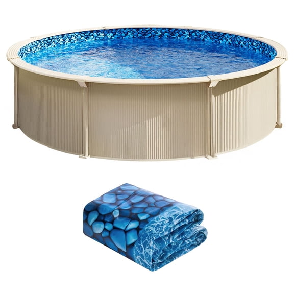 18-ft Round Above Ground Pool Liner, Unibead Pool Liners, Standard Gauge, 52inch Wall Height, Designed for Steel Sided Above-Ground Swimming Pools
