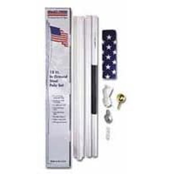 18ft White Steel Flag Pole Complete Set by Valley Forge with 3X5ft Polycotton US Flag